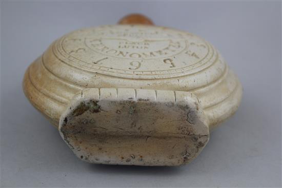 A rare English saltglaze stoneware Patent Chronometer flask, c.1835-40, 17.5cm